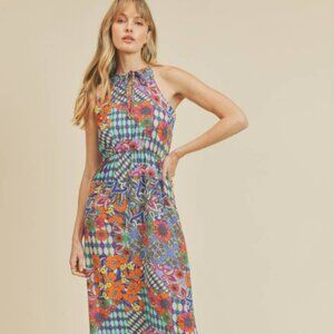 If She Loves Floral & Geometric Playful Dress - Made in the USA - NWT